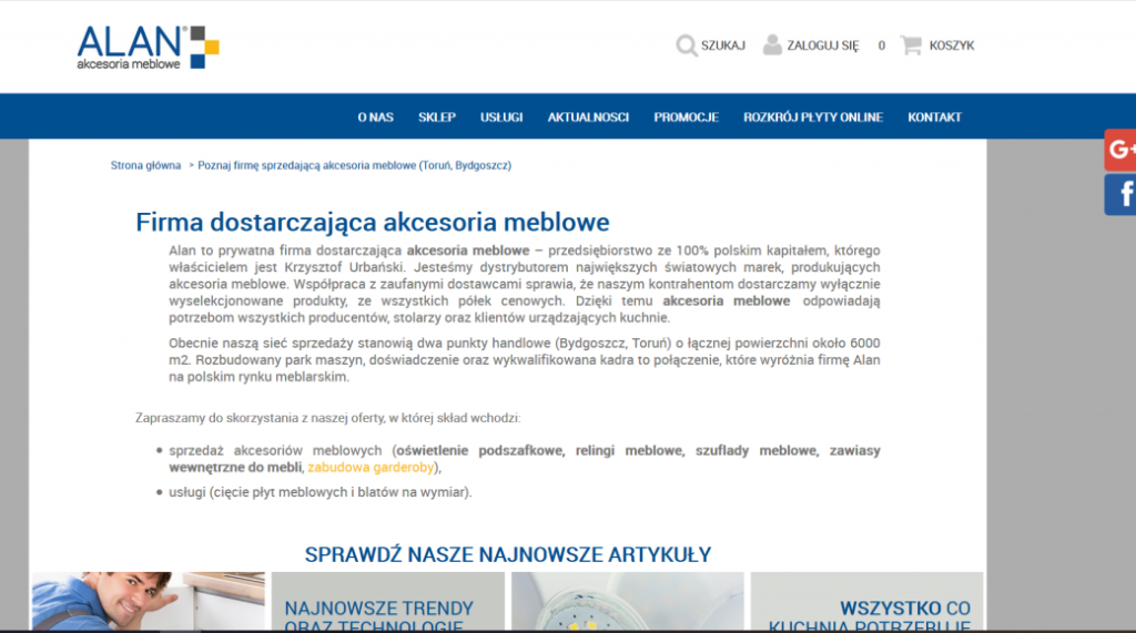 strona dla sklepu internetowego